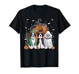 Three Saint Bernard St. Bernard Dog Halloween Ghost Costume T-Shirt for Men Women Kids