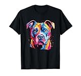 Watercolor Colorful American Pit Bull Terrier Dog T-Shirt