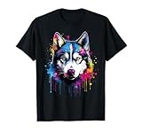 Colorful Siberian Husky Dog T-Shirt