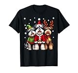 Miniature Schnauzer Christmas Dogs Funny Santa Reindeer Elf T-Shirt