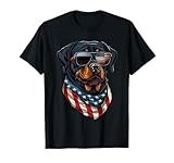 Rottweiler 4th of July American Flag Glasses Stay cool Men T-Shirt