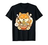 Cute Shiba Inu Dog Ramen Noodles Bowl Anime Kawaii Neko Gift T-Shirt