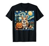 Pembroke Welsh Corgi Pumpkin Starry Night Style Halloween T-Shirt