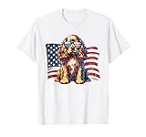Cocker Spaniel American Flag Sunglasses Patriotic Vintage T-Shirt