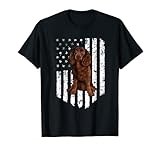 Black White American Flag American Water Spaniel 4th Of July T-Shirt for Women Men
