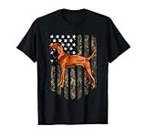 Camo American Flag Redbone Coonhound 4th Of July USA T-Shirt