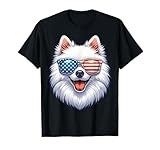 American Eskimo Dog USA Flag Funny Patriotic Dog Lover T-Shirt