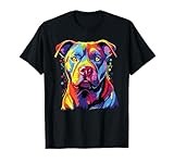 Watercolor Colorful Staffordshire Bull Terrier Dogs T-Shirt