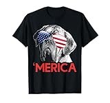 Merica Dogue de Bordeaux American Flag 4th of July T-Shirt for Women Men