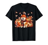 Shiba Inu Thanksgiving Leopard Pumpkins Fall Leaves Lover T-Shirt
