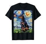 Miniature Pinscher Starry Night Dog Min Pin Art by Aja T-Shirt