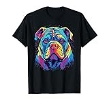 Watercolor Colorful Alapaha Blue Blood Bulldog Dog T-Shirt for Men Women Girls Kids