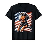 Black and Tan Coonhound Dog US FLAG. Black and Tan Coonhound T-Shirt