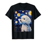 Bichon Frise Dog Starry Night Painting T-Shirt