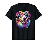 Watercolour Colourful Australian Shepherd Aussie T-Shirt