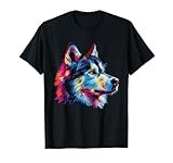 Watercolor Colorful Alaskan Malamute Dog T-Shirt