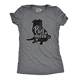 Crazy Dog T-Shirts Women's Pug Mom T-Shirt, Dark Heather Grey - Funny Pet Owner Gift, Mother's Day T-Shirt for Dog Moms, Short Sleeve, M