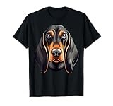 Cute Black and Tan Coonhound Face Cartoon Puppy Dog Lover T-Shirt