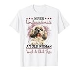 Never Underestimate Old Woman With A Shih Tzu Puppy Face T-Shirt