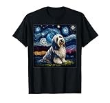Surrealism Starry Night Bearded Collie Dog Men Women Kids T-Shirt