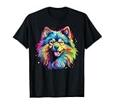 Watercolor Colorful Keeshond Dog T-Shirt