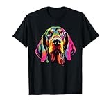 Watercolor Colorful Black And Tan Coonhound Dog Men Women Girls Kids T-Shirt