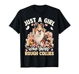 Floral Rough Collie Dog Just A Girl Who Loves Rough Collies T-Shirt