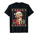 Yorkipoo Santa Hat Dog Lover Xmas Yorkipoo Ugly Christmas T-Shirt