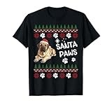 Cute Spanish Mastiff Dog Ugly Christmas Santa Paws T-Shirt