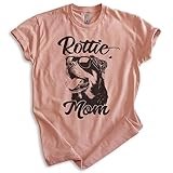 EVERTREE CLOTHING Rottie Mom T-Shirt, Unisex Women's Shirt, Rottweiler Owner, Best Dog Mom Gift, Heather Sunset, Medium