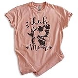 EVERTREE CLOTHING Lab Mom T-Shirt, Unisex Women's Shirt, Labrador Retriever, Lab Owner, Best Dog Mom Gift, Heather Sunset, Medium