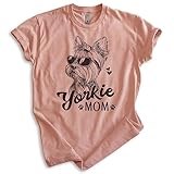 EVERTREE CLOTHING Yorkie Mom T-Shirt, Unisex Women's Shirt, Yorkshire Terrier, Yorkie Owner, Best Dog Mom Gift, Heather Sunset, Medium