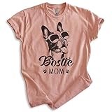 EVERTREE CLOTHING Bostie Mom T-Shirt, Unisex Women's Shirt, Boston Terrier Owner, Best Dog Mom Gift, Heather Sunset, Medium